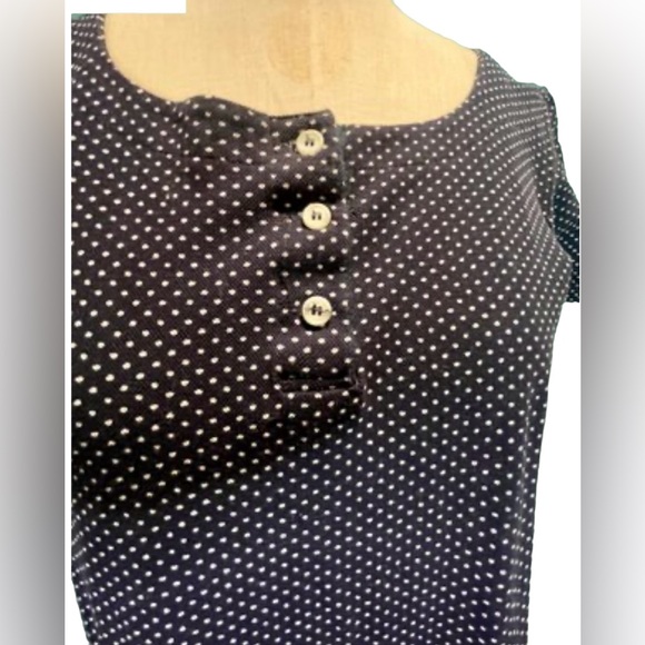 NWT Johnny Lambs Cotton Short Sleeve Navy and White Polka Dot Dress Size Large - Picture 3 of 10